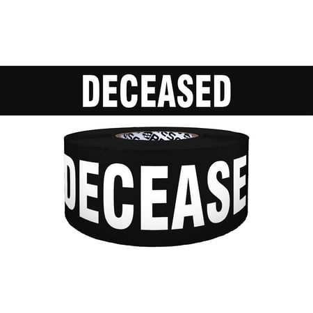 Presco Triage Printed Barricade Tape: 3 in. x 1000 ft. (Black with White "DECEASED" printing)