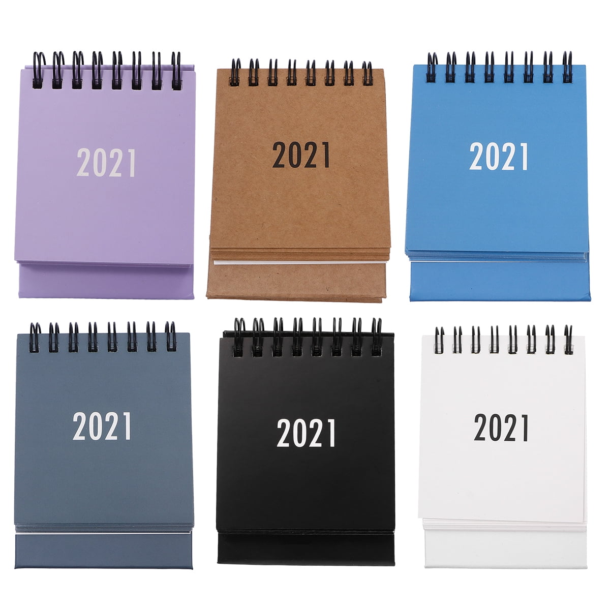 NUOLUX 6pcs 2021 Mini Plain Color Desktop Calendar Foldable Coil nuolux-6pcs-2021-mini-plain-color-desktop-calendar-foldable-coil