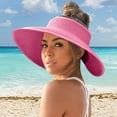 thumbnail image 2 of Fgnfyis Women Sun Shade Hat Korean Style Open Top Wide Brim Foldable Sunscreen Sun Cap Hot Pink, 2 of 4