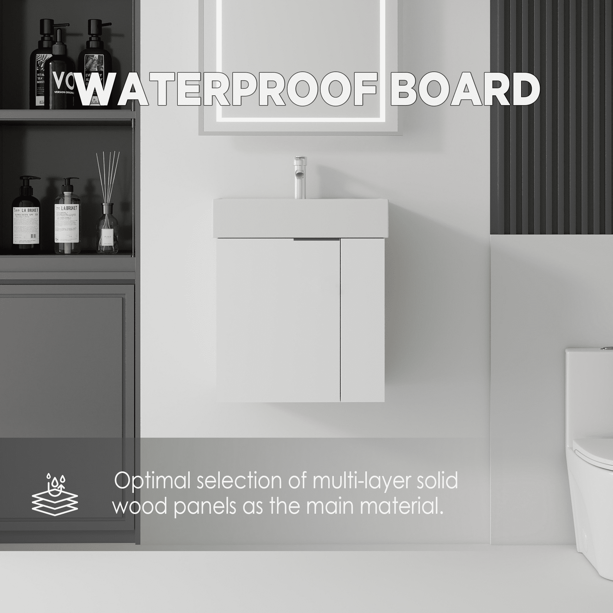 Leumius 21.6" Floating Bathroom Vanity with Ceramic Sink,Floating Bathroom Sink Cabinet for Small Space,Bathroom,White