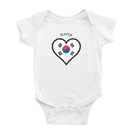 

Korea Flag Heart Love Funny Baby Clothing Bodysuits Boy Girl Clothes