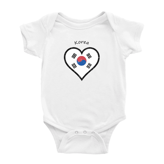 Korea Flag Heart Love Funny Baby Clothing Bodysuits Boy Girl Clothes