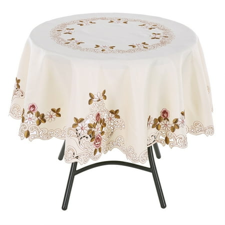 

Floral Flower Embroidered Table Runner Vintage Round Table Cover Tablecloth Party Decor[175cm]
