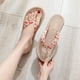 thumbnail image 4 of Alpargata de paja de imitación, sandalias para mujer, pantuflas de mujer con tacón plano y playa plana floral Wmkox8yii ytu8870, 4 of 6