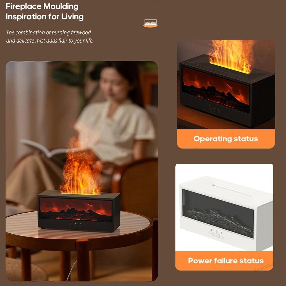 Fireplace Flame Air Diffuser Humidifier,7 Colors Aromatherapy Essential Oil Diffuser,150ml Ultrasonic Cool Mist Humidifier with Remote,3 Gears Timer Shutdown for Home, Bedroom, Office,Yoga (Black)