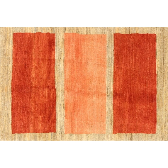 Ahgly Company Indoor Rectangle Contemporary Neon Red Abstract Area Rugs, 3' x 5'