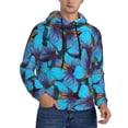 thumbnail image 2 of Fotbe Men's Hoodie with Blue Butterflies Pattern - Kangaroo Pocket Pullover Hooded Sweatshirt, Perfect for Daily Wear, Travel, and Home-XX-Large, 2 of 7