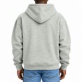 thumbnail image 4 of Hearthz Mens Hoodies Zip Up Light Gray Long Sleeve Drop Shoulder Sweatshirt Men Oversized Y2k Trendy Streetwear Zipper Mens Hoodie Sweatshirt, 4 of 6