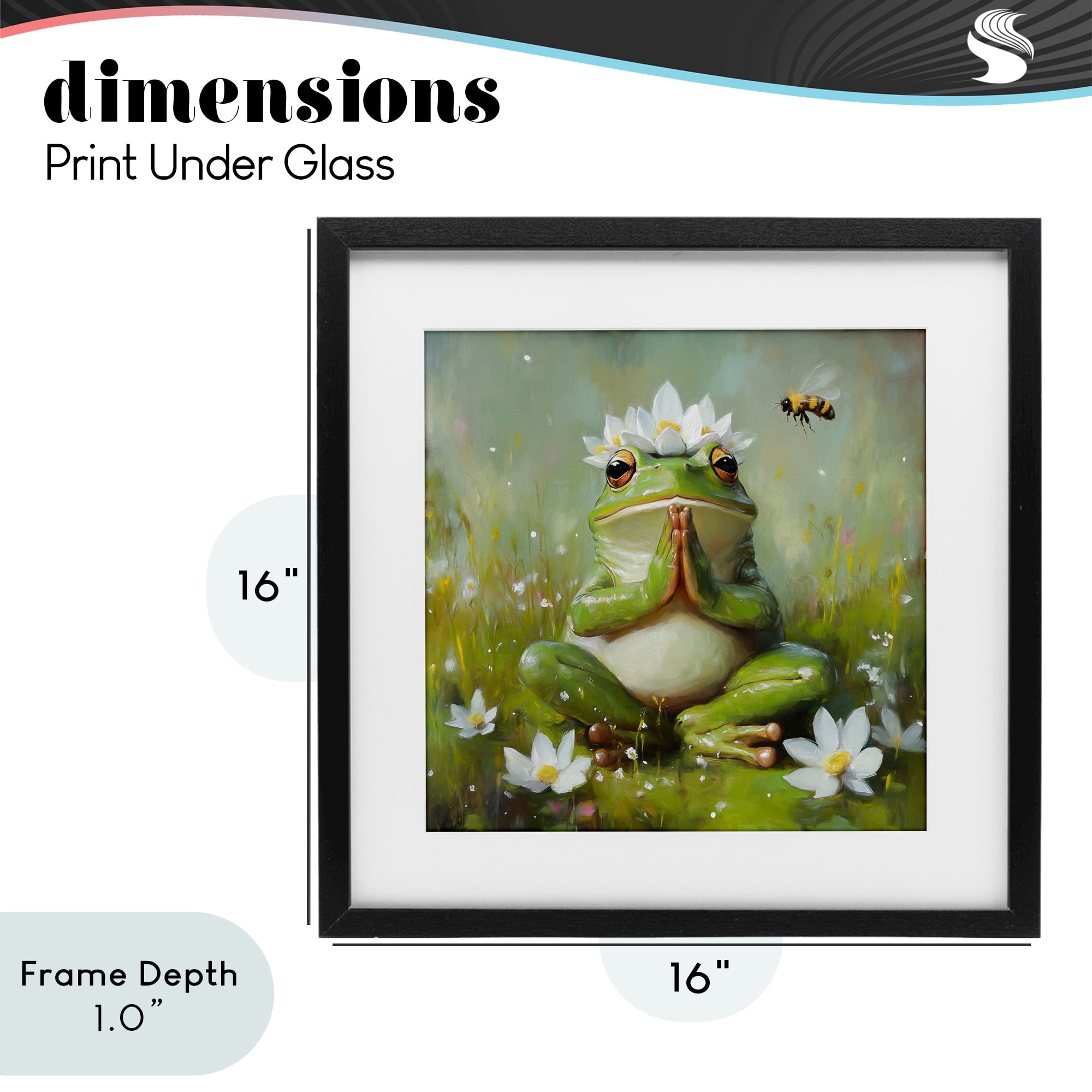 Stupell Industries Buddha Bullfrog Meditation Black Framed Print Under Glass, design by Tina LeCour