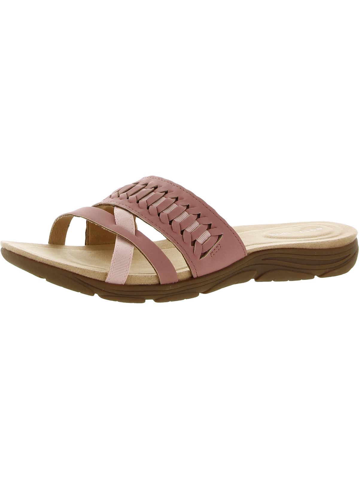 Easy Spirit Womens Linley 3 Faux Leather Flat Slide Sandals