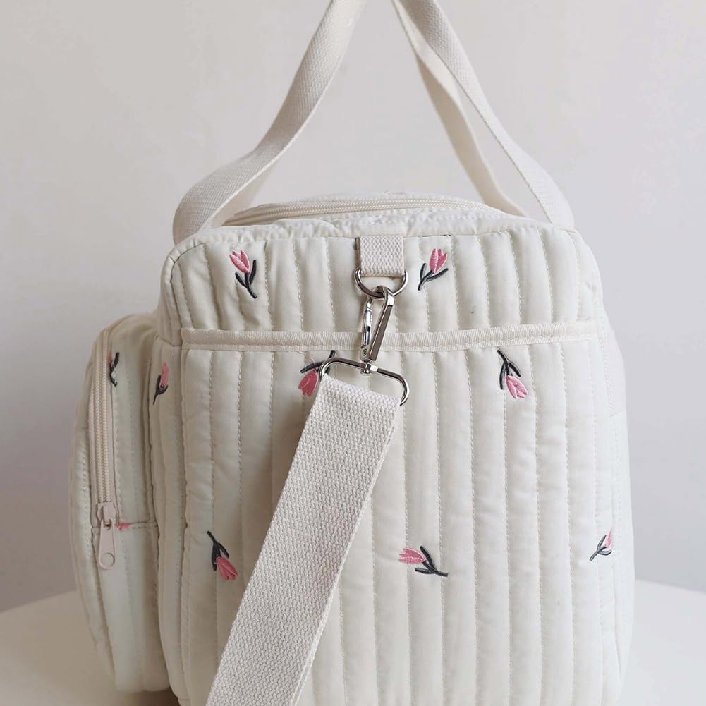 SPEKSEE Quilted Diaper Bag Large Capacity Duffle Bag Weekender Bag for Hospital and Weekender Travel
