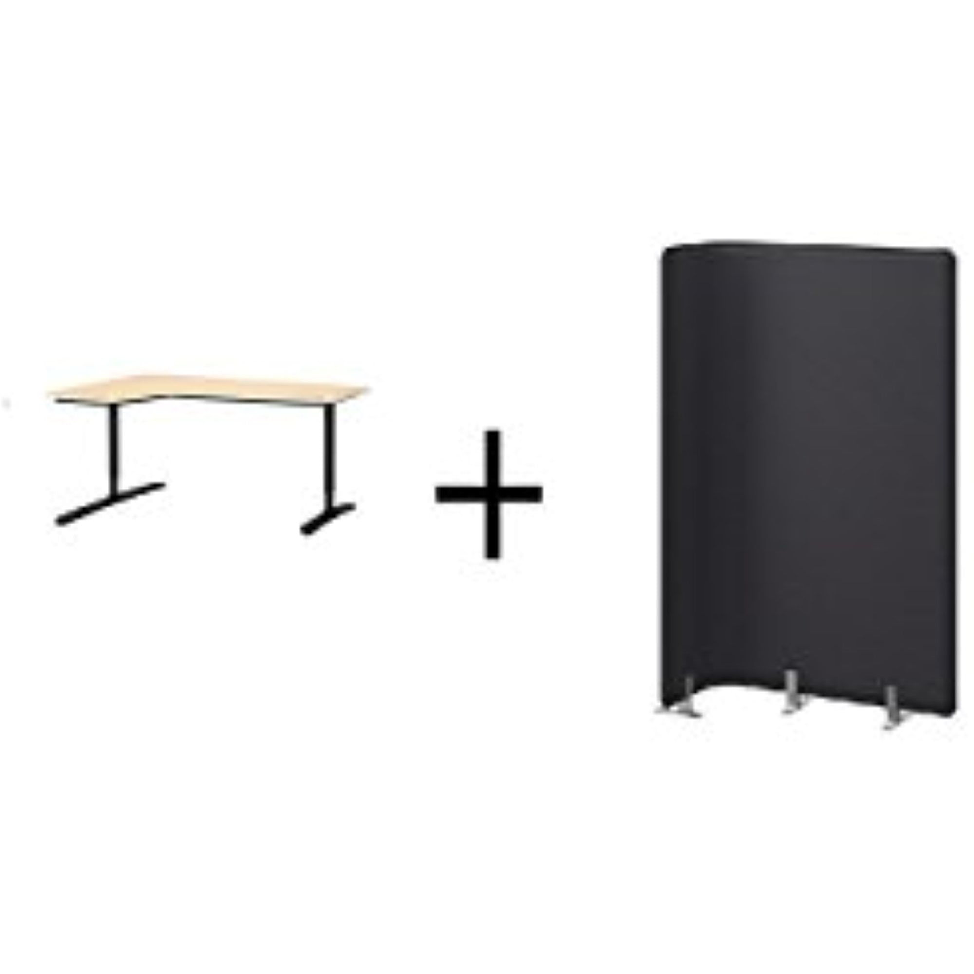 Ikea Corner Desk Left Birch Veneer Black Screen For Desk Gray