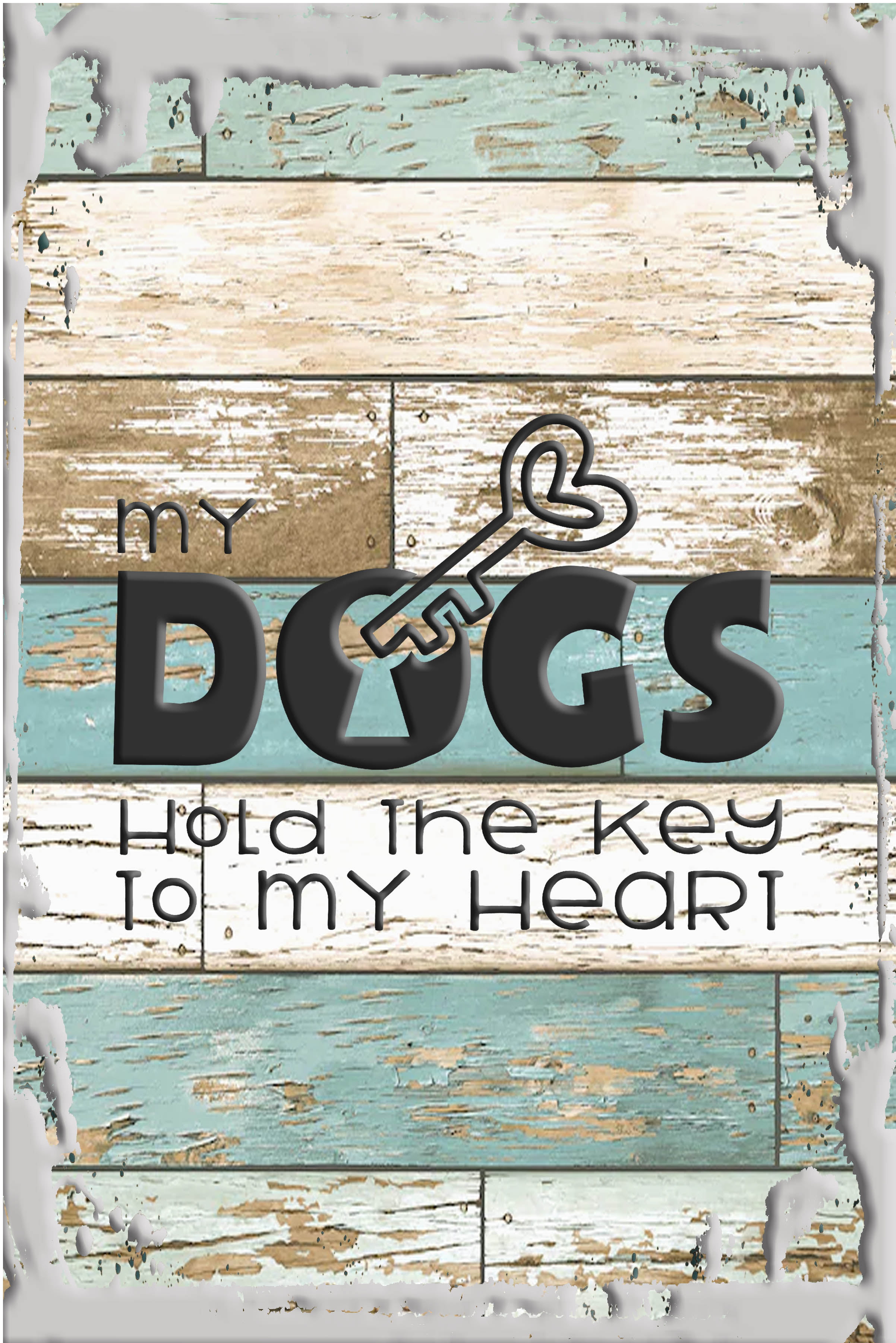 My dogs hold the key to my heart love animals pet owner White Wall Art  Decor Funny Gift 