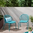 thumbnail image 2 of Noble House Boston Outdoor Modern Iron Club Chair in Matte Teal (Set of 2), 2 of 8