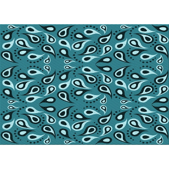 Ahgly Company Indoor Rectangle Patterned Medium Teal Green Area Rugs, 8' x 12'