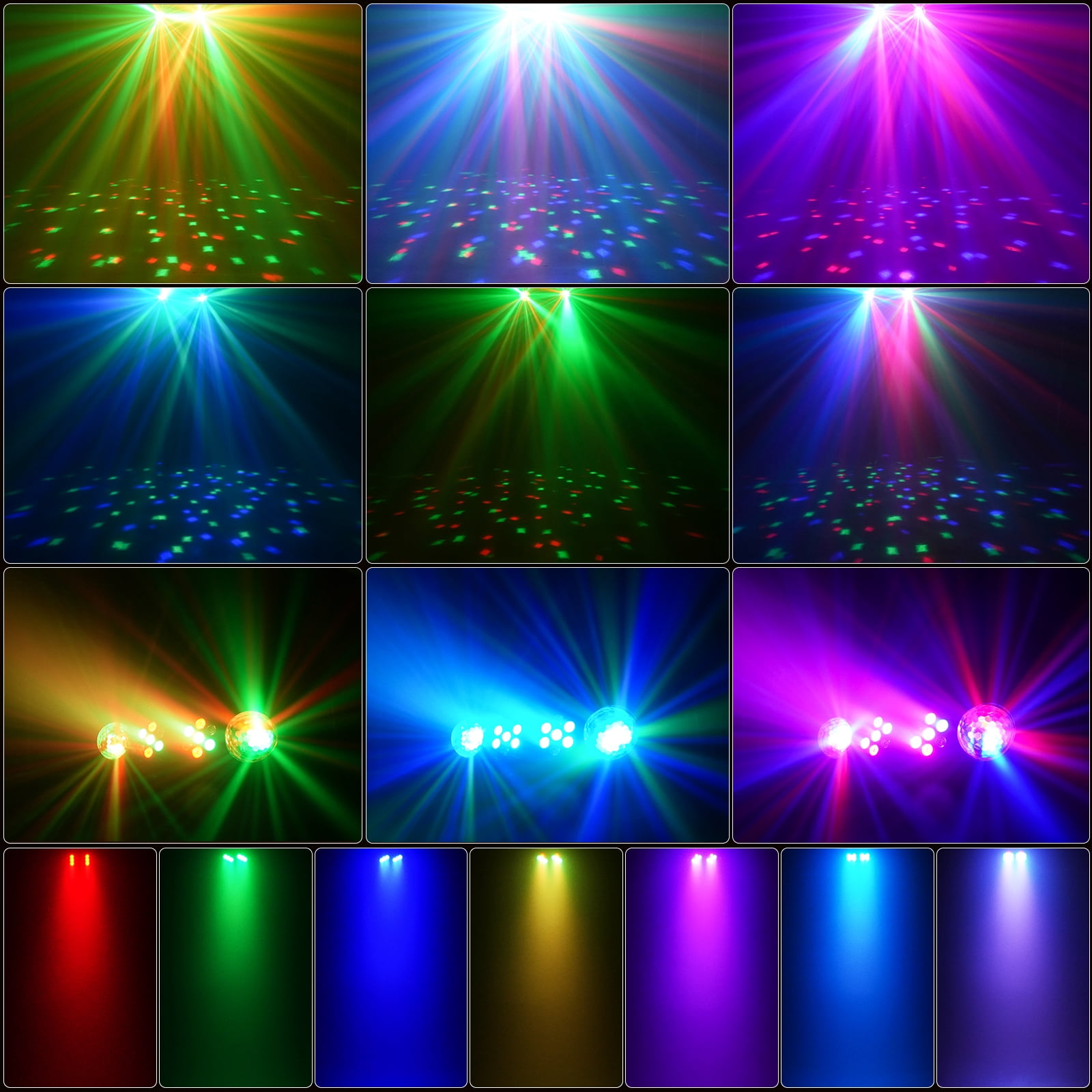 Mini DJ Lights with Stand, RGB Party Bar Light Set with Rotating Ball, Sound-Activated DJ Light for Disco Stage Gig Band Wedding