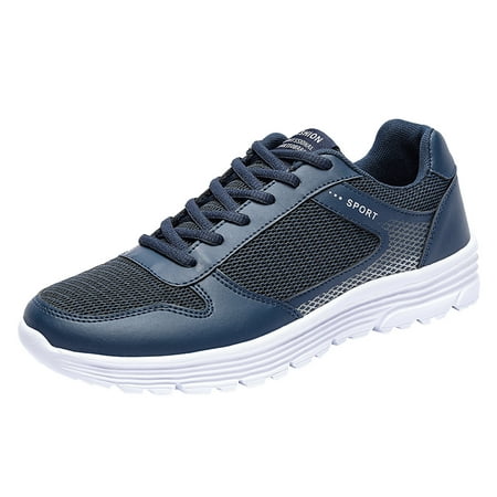 

Cathalem Fashion Men Mesh Mountaineering Casual Sport Shoes Lace Up Solid Color Running Breathable Soft Bottom Blue 45
