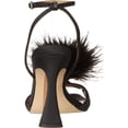 thumbnail image 3 of Sam Edelman Leon Black Satin Feather Pom Pom Detail Ankle Strap High Heel Sandal (Black Satin, 6), 3 of 6