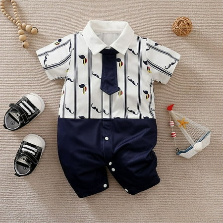

Cotton summer newborn baby conjoined clothes short sleeve British male baby ha clothes baby climbing clothes generation of hair