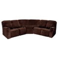 thumbnail image 2 of JIAN YA NA 7-Pieces Recliner Sofa Covers Velvet Stretch Couch Cover for 5 Seat  L Shape Reclining Sectional Covers Corner Cover,Brown, 2 of 10
