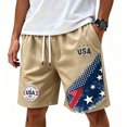 thumbnail image 6 of Dwelliawo 1776-2026 250th Anniversary USA Men Shorts American Flag 4th of July Shorts Men Patriotic Men's Beach Shorts with Pocket Khaki 5XL, 6 of 6