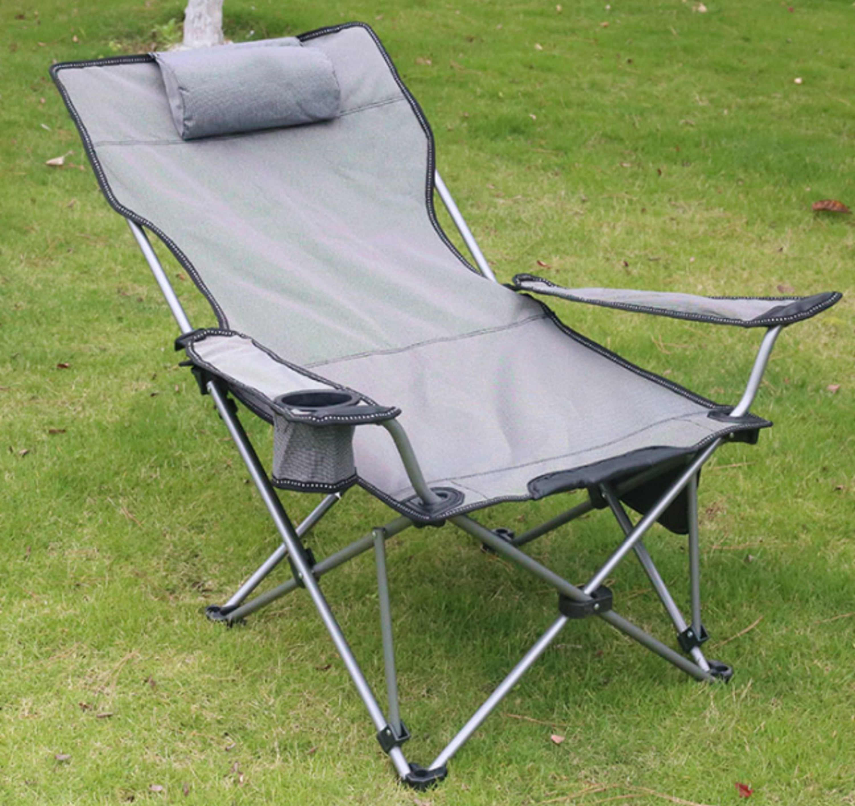 Folding Fordable Camping Chair with Cup Holder, Pillow, and Carry Case