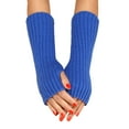 thumbnail image 6 of Dyfzdhu Women Fall Winter Solid Color Multicolor Wool Long Striped Knit Half Finger Gloves Light Pink, 6 of 8