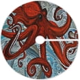 thumbnail image 1 of FMSHPON Wavy Red Octopus Xmas Christmas Tree Skirt Stand Mat for Holiday Party Decoration Indoor Outdoor 48 inches, 1 of 6