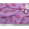thumbnail image 2 of Soimoi Moss Tissu Georgette Feuilles & Fleurs Roses Tissu Imprimé Floral 1 Yard 42 Pouces de Large, 2 of 3