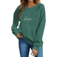 thumbnail image 6 of Womens Love Sweatshirt Green - Oversized Valentine's Day Crewneck with Embroidered Heart Design, Soft Fleece Romantic Pullover Gift for Her,Size L, 6 of 6