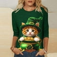 thumbnail image 2 of Goodeals Womens St Pattys Day T Shirt Green Funny Leprechaun Hat Shirts 3/4 Length Sleeve Tops Lucky Irish Shamrock Graphic Tees Top Round Neck Blouse(Green,XXXXXL), 2 of 5