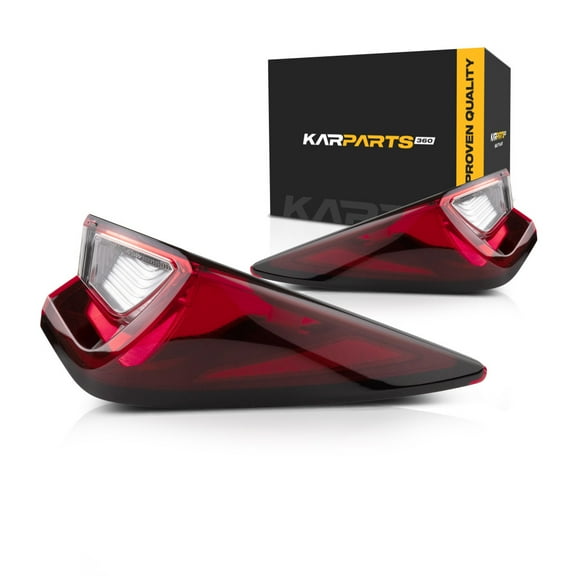 KarParts360 For Acura MDX 2022 2023 2024 Tail Light Driver And Passenger Side | Pair | Outer | CAPA | Chrome Finish | Red/Clear Lens | LED | Mounts On Body | With Bulbs | For AC2804115C, AC2805115C