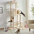 thumbnail image 2 of Alden Design 63″H Cat Tree Large Hammock Scratching Posts Cat Tower Indoor Cats Multilevel Plush Cat Tree, 2 of 9
