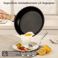 thumbnail image 3 of Sartenes Antiadherentes 15 Piezas, Bateria de Cocina, Juego de Sartenes de Induccion, Juego de Ollas y Sartenes, Fácil Limpieza, con Sartenes y Cacerolas 100% Libre de PFOA, Negro, 3 of 8