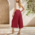 thumbnail image 4 of cFmduc Women Flowy Loose Wide Leg Pant Summer Beach Casual Trousers high Waist Adjustable Knot Business Work Casual Pants, 4 of 5