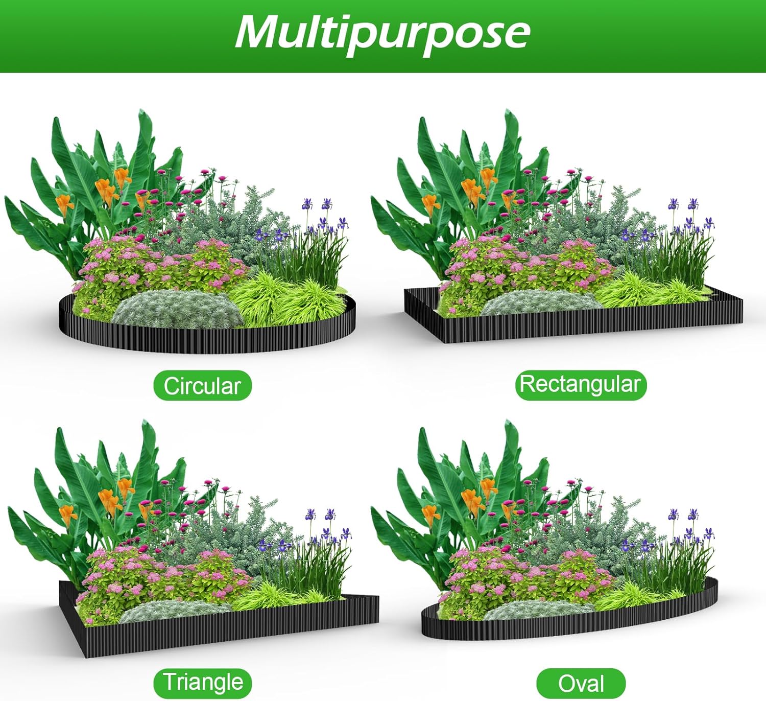 Corrugated Metal Garden Edging, 6'' x 20FT Landscape Border for Flower Bed, Lawn, Yard, Paver Black