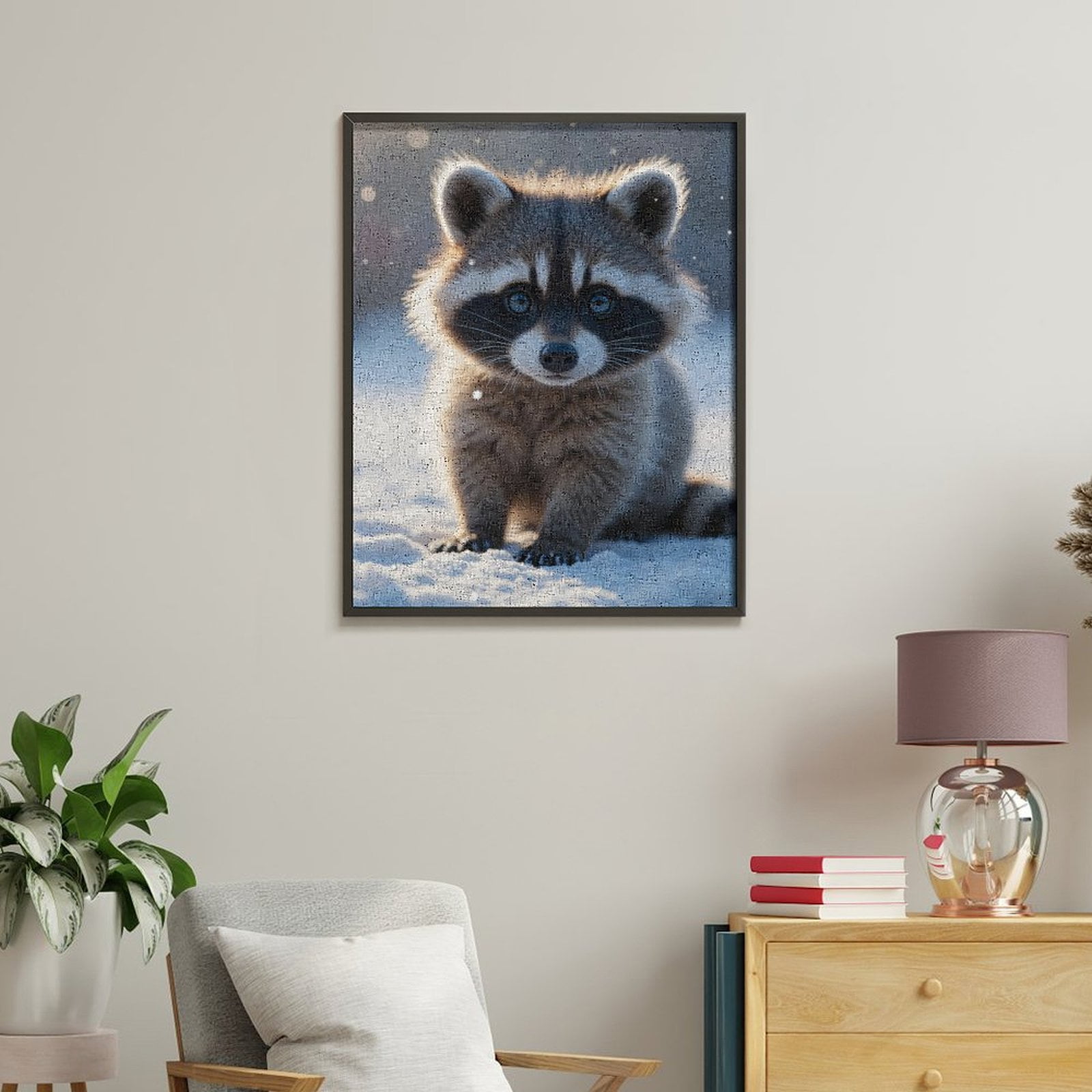 Paint by Numbers Kit for Adults, Cute Raccoon Snow Winter Scene Paint by Numbers, Easy Paint by Numbers Kit for Adults Beginner, DIY Adult Paint by Number Kits on Canvas, Home Decor