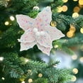 thumbnail image 4 of Christmas Glitter Flower Ornament – Simulation Floral Décor for Tree, Wreath, Table, or Holiday Party Scene, Home Decor, 4 of 5