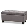 thumbnail image 1 of Baxton Studio Pouf de Rangement Rembourré Velours Gris Michaela, 1 of 10