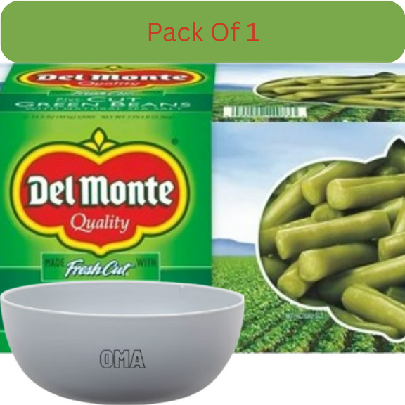 Del Monte Cut Green Beans, Freshly Packed Canned Vegetables, 14.5 oz., 8 pk. With White Bowl By OMA