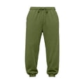 thumbnail image 4 of Men's Solid Color Cuffed Wide Leg Joggers Elastic High Waist Deep Side Pockets Soft Loose Cut for Daily Errands Weekend Trips Army Green XL, 4 of 6