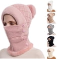 thumbnail image 7 of Wmkox8yii Women Winter Beanie Hats Scarf One-Piece Fleece Lined Knit Balaclavas Mask Set Skull Neck Circle Scarf Ski Snow Hat Cap With Pompom, 7 of 7