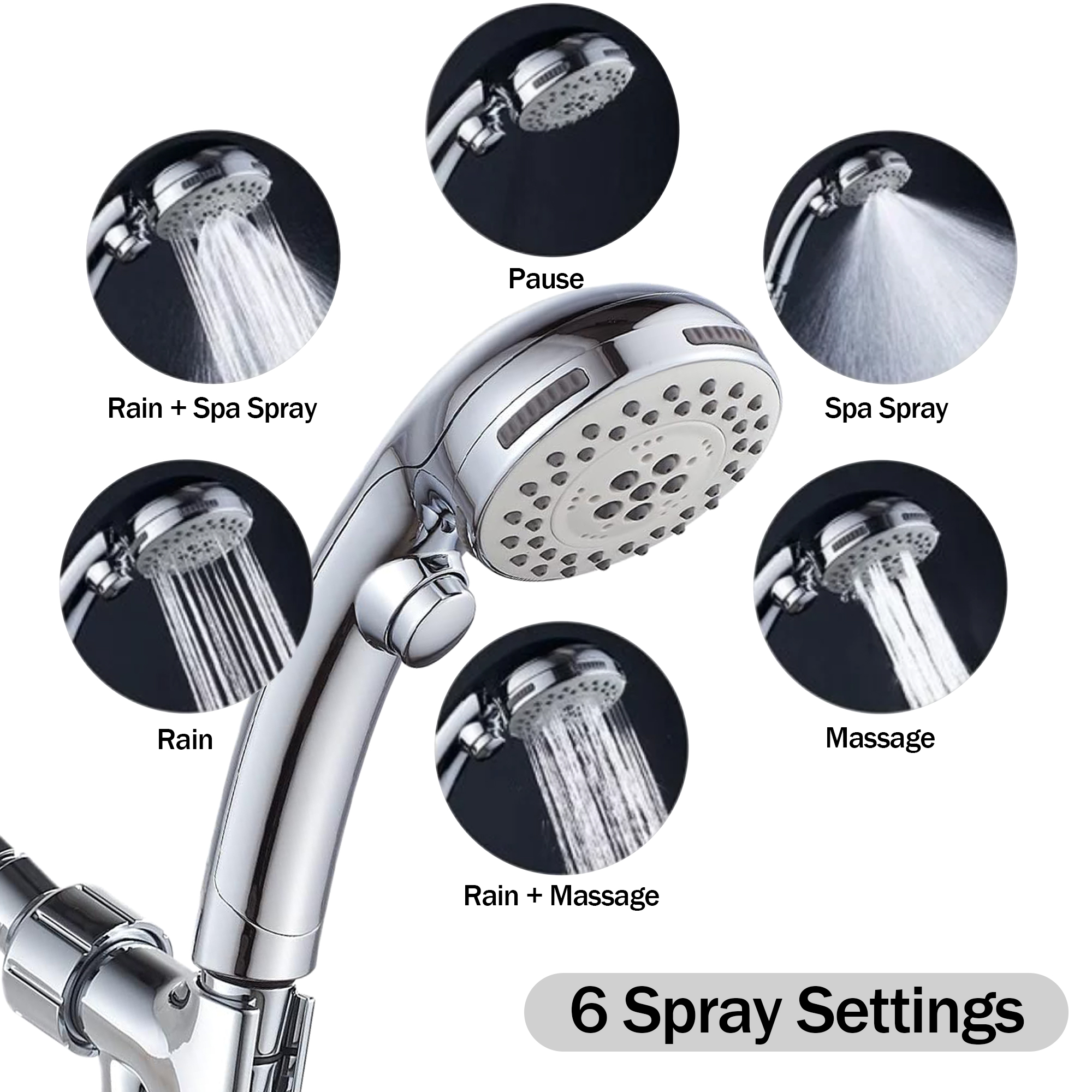 SUPTREE 6-Mode Handheld Showerhead with Hose photo 2