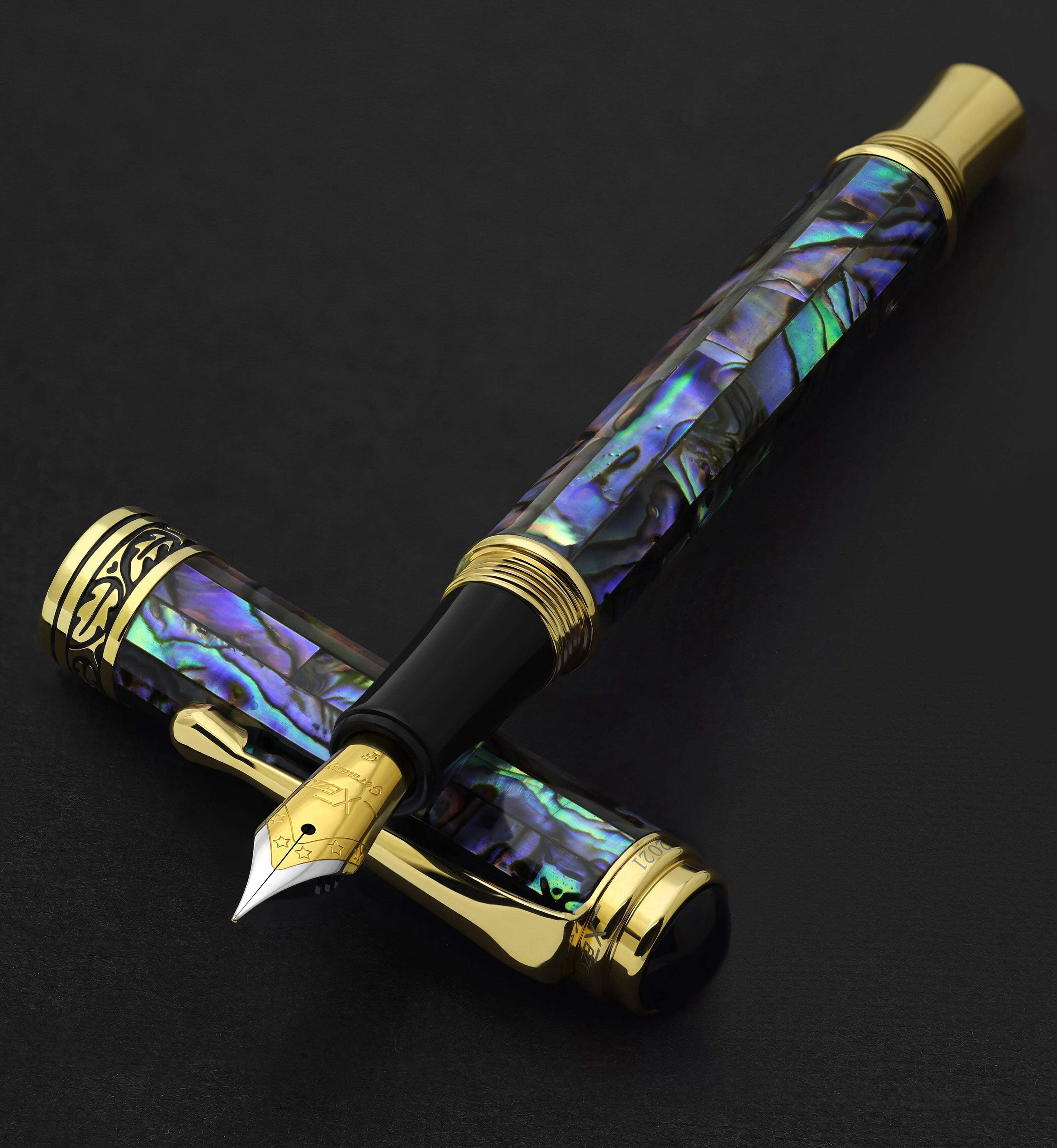 Xezo Xezo Maestro® Paua Abalone Sea Shell Fountain Pen (Fine Nib) - 18K Gold Plated