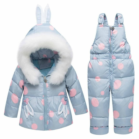 Lilgiuy Boys Girls 2-Piece Snowsuit Casual Long Sleeve Hooded Zipper Jacket Snow Bib Pants Skisuit Winter Waterproof Outwear for Snowboarding(1-4Y)