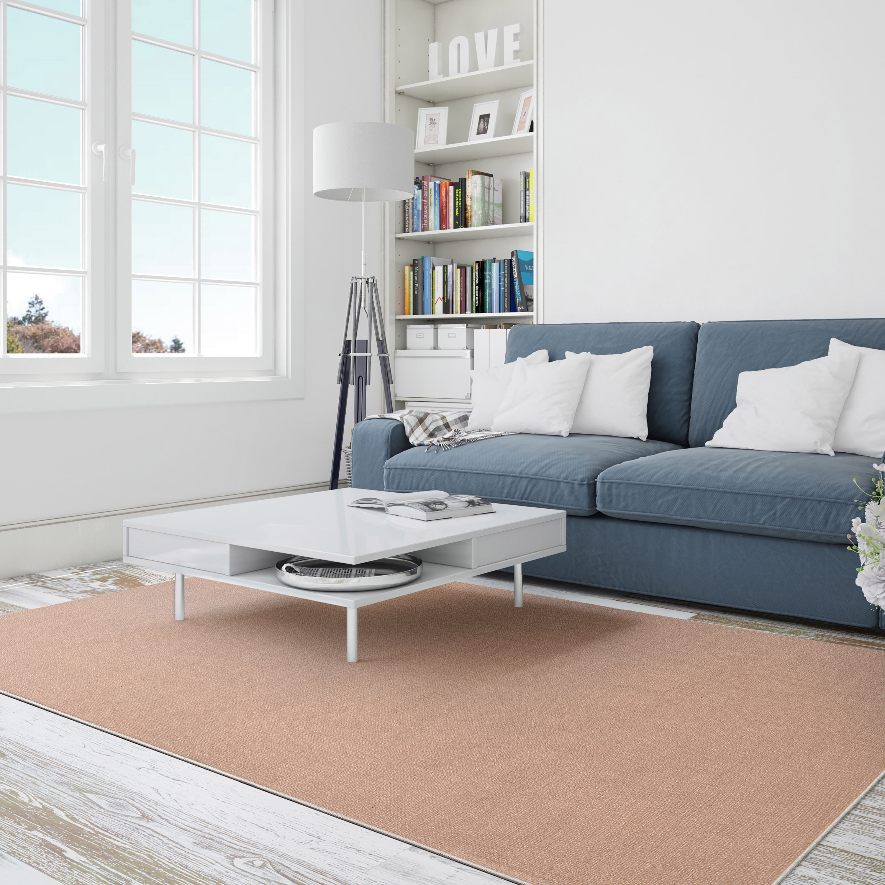 Well Woven Plain Solid Modern Solid Coral Flat-Weave 5'3" x 7'3" Area Rug