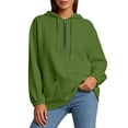thumbnail image 3 of Horkkom Quarter Zip Pullover Women Casual Fall Winter Sweatshirts Loose Drawstring Hoodie with Pockets L, 3 of 8