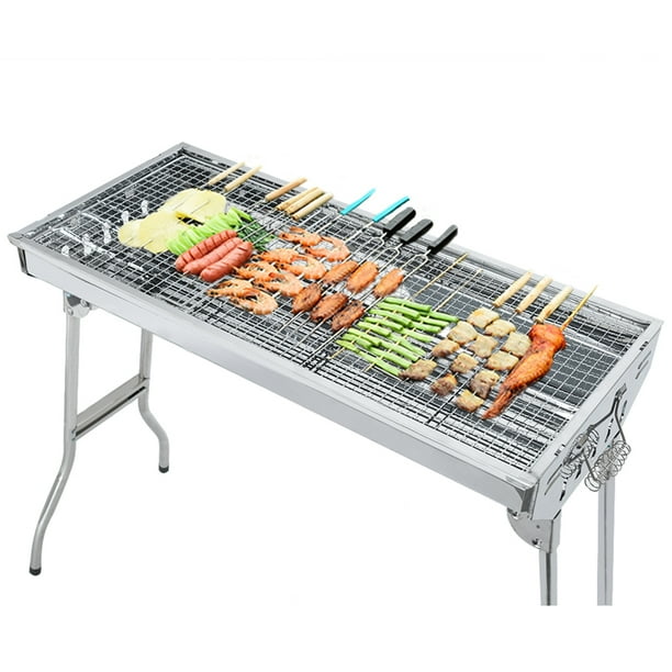 iKayaa Household Stainless Steel Barbecue Grill Large Outdoor Folding