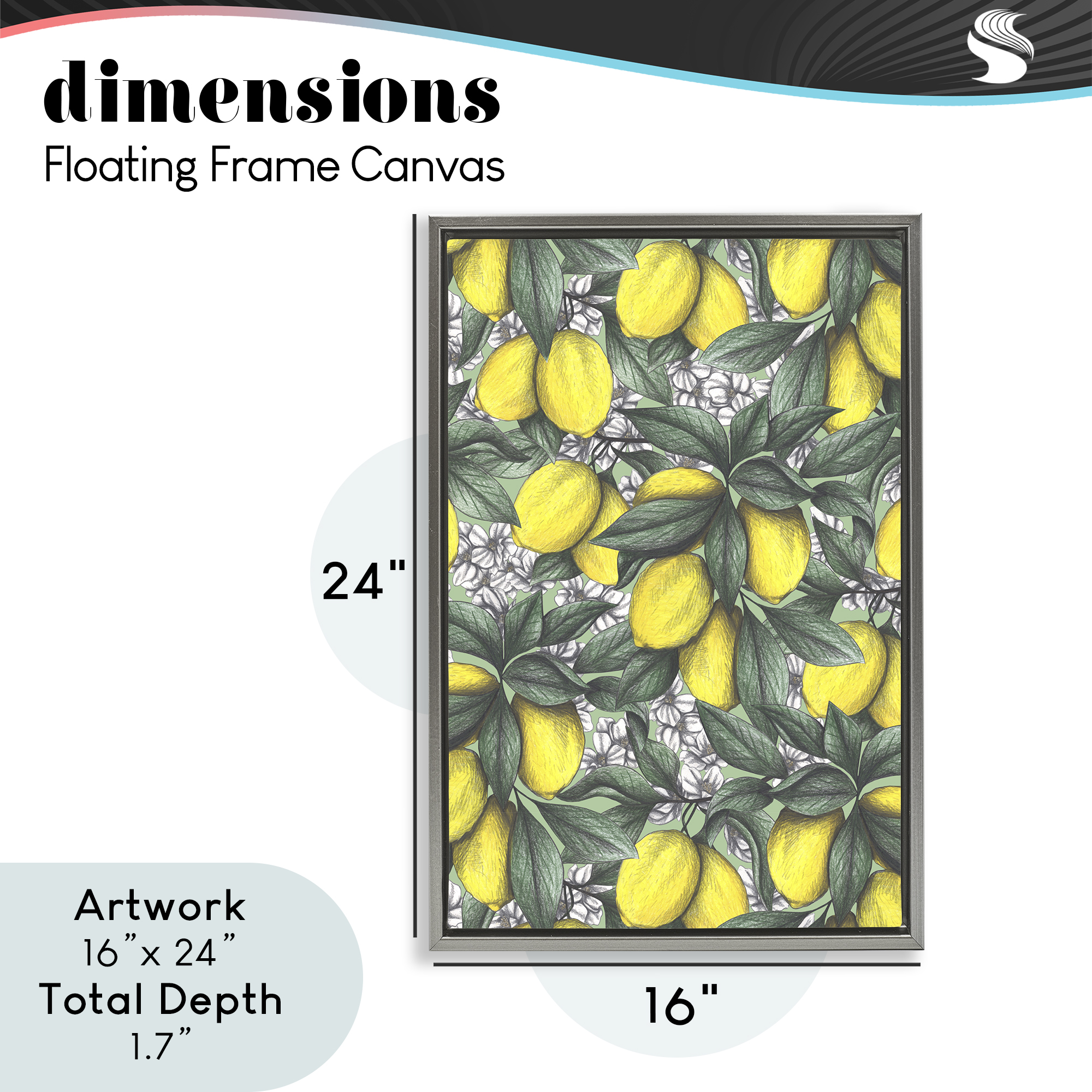 Under The Lemon Tree Gray Framed Floater Canvas Wall Art, design by Cecilia Battaini