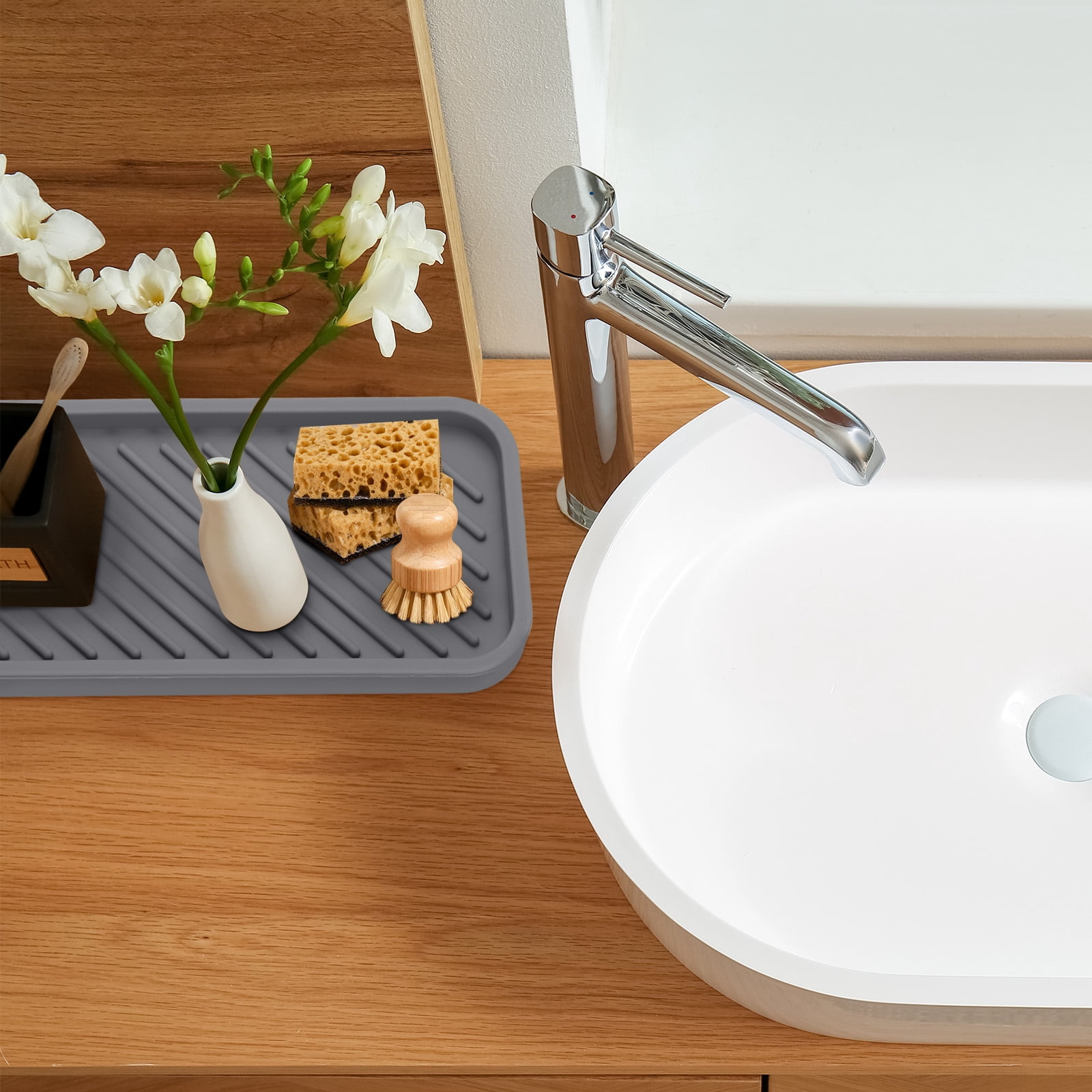 Unique Bargains Silicone Soap Tray Dispenser Jewelry Organizer White